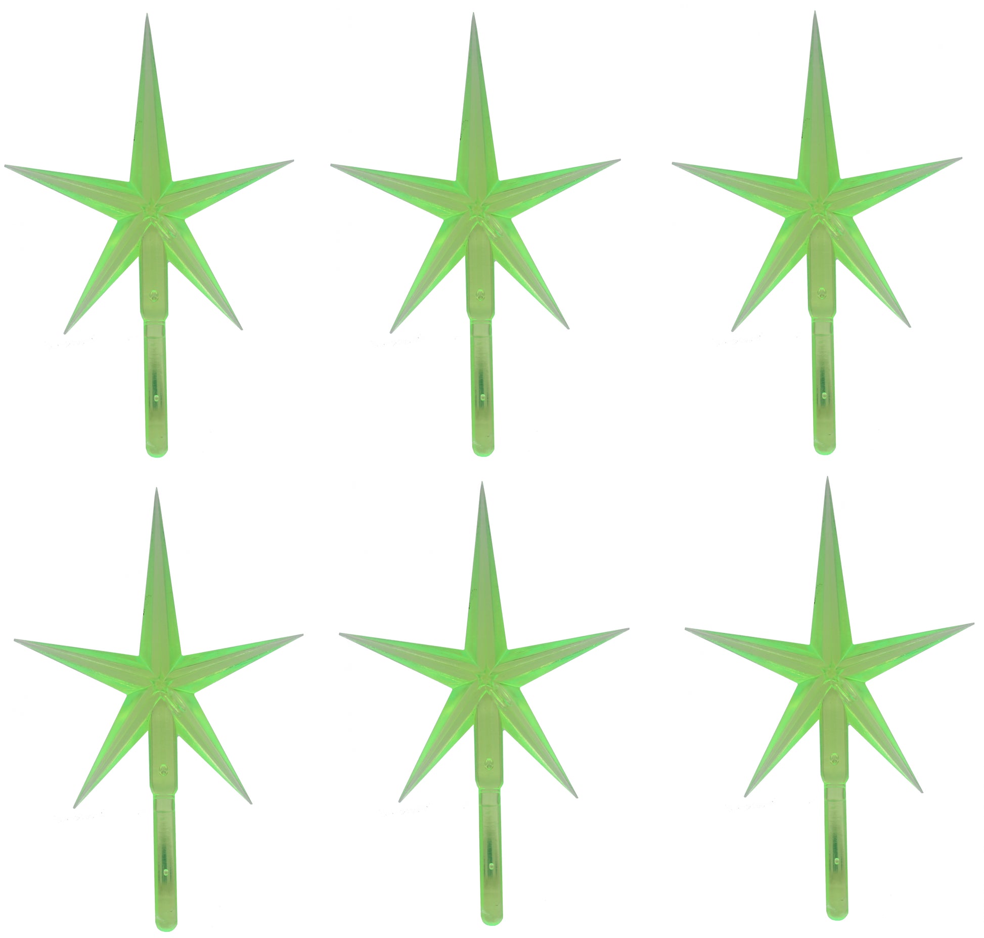6 Pack Green Stars Ceramic Christmas Tree Lights Plastic Light Decorations - - porcelain, for halloween