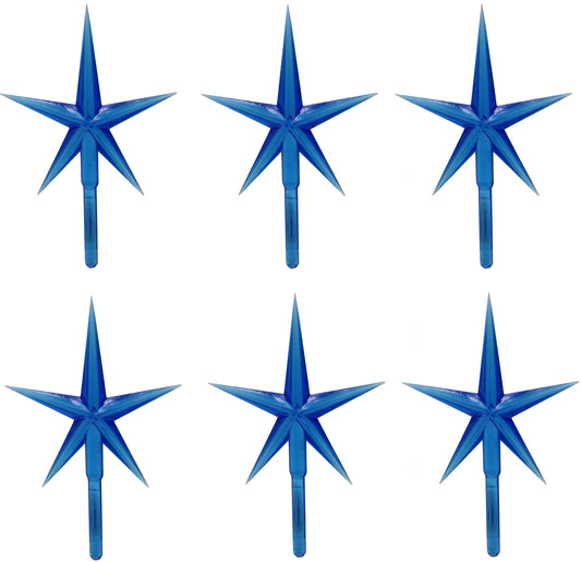 6 Pack Blue Stars Ceramic Christmas Tree Lights Plastic Light Decorations - - porcelain, for halloween