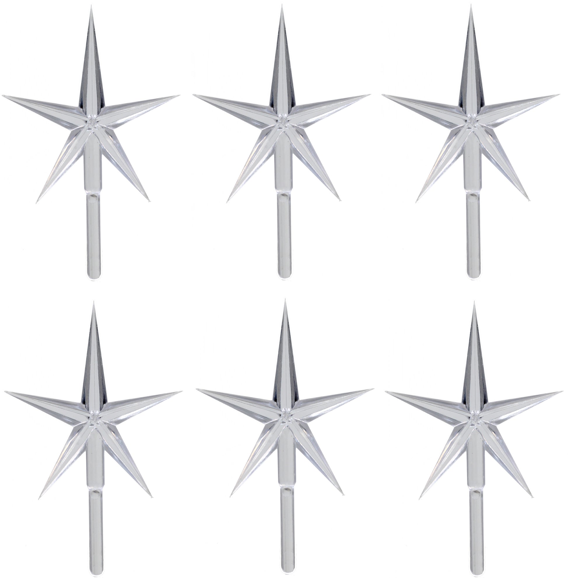 6 Pack Clear Stars Ceramic Christmas Tree Lights Plastic Light Decorations - - porcelain, for halloween