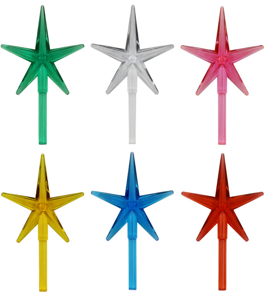 6 Pack Multicolor Stars Ceramic Christmas Tree Lights Plastic Light Decorations - porcelain, for halloween