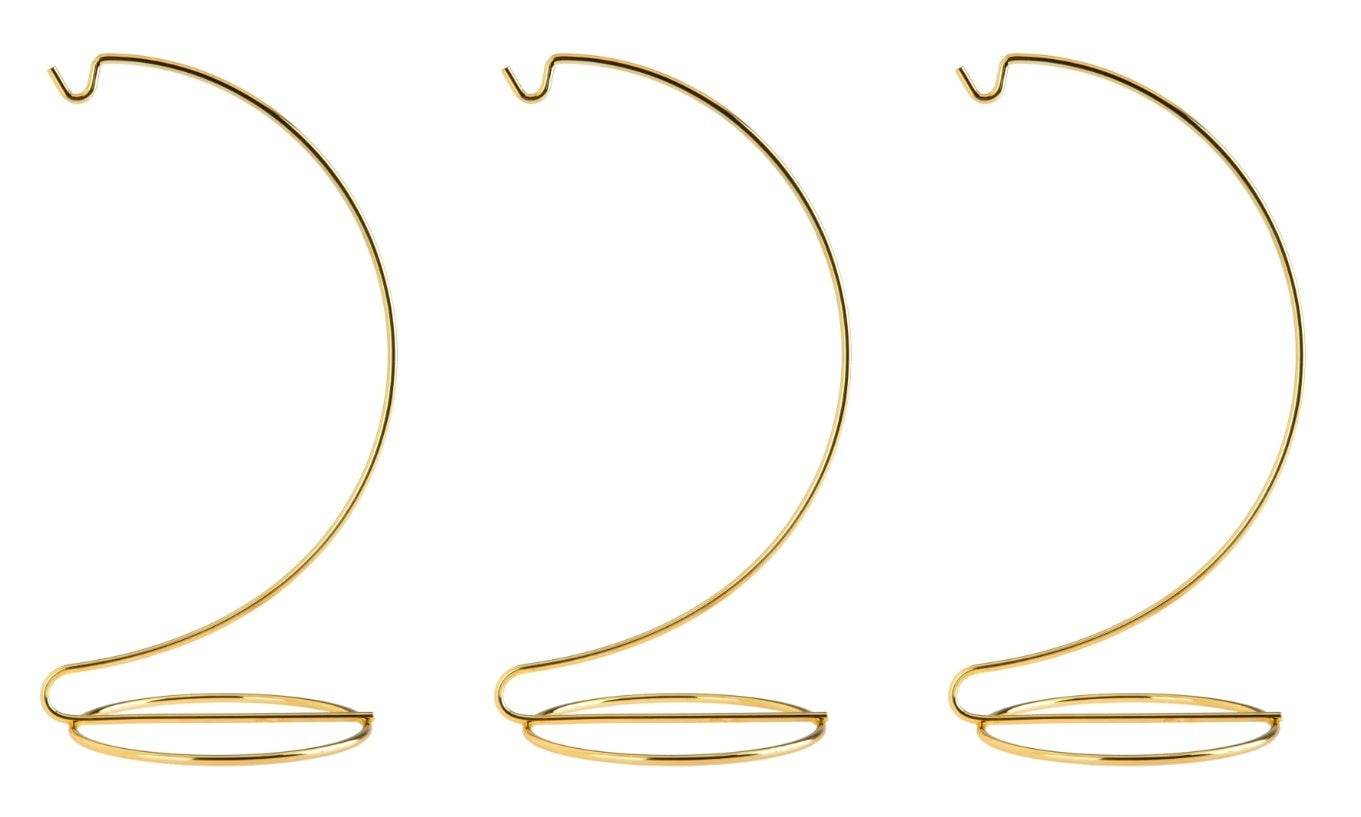 Ornament Display Stand Hanger Holder 8 Inch Tall Gold - Pack of 3 Stands