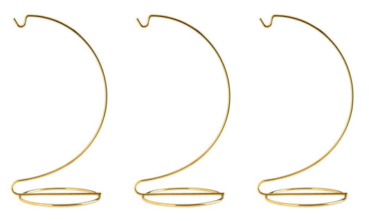 Ornament Display Stand Hanger Holder 8 Inch Tall Gold - Pack of 3 Stands