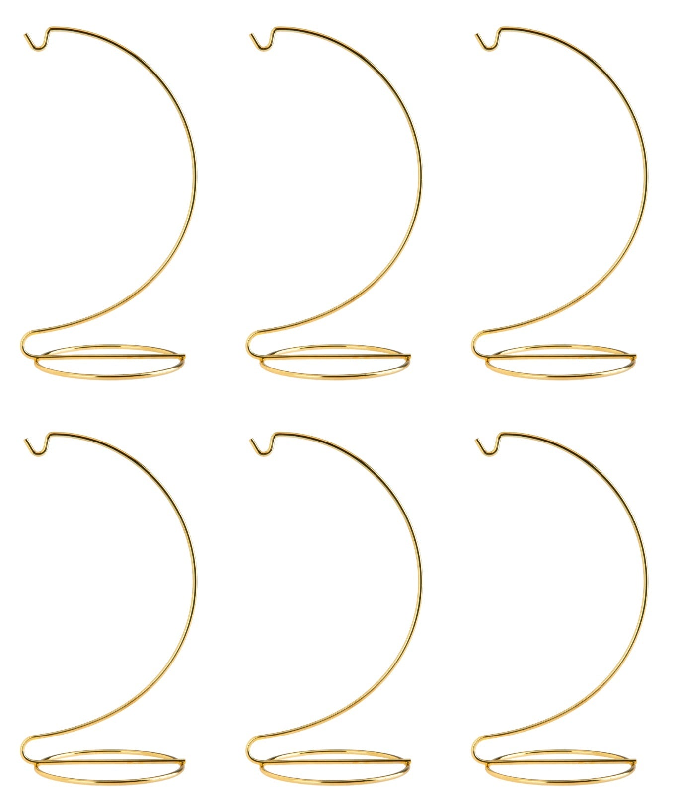 Ornament Display Stand Hanger Holder 8 Inch Tall Gold - Pack of 6 Stands - brass
