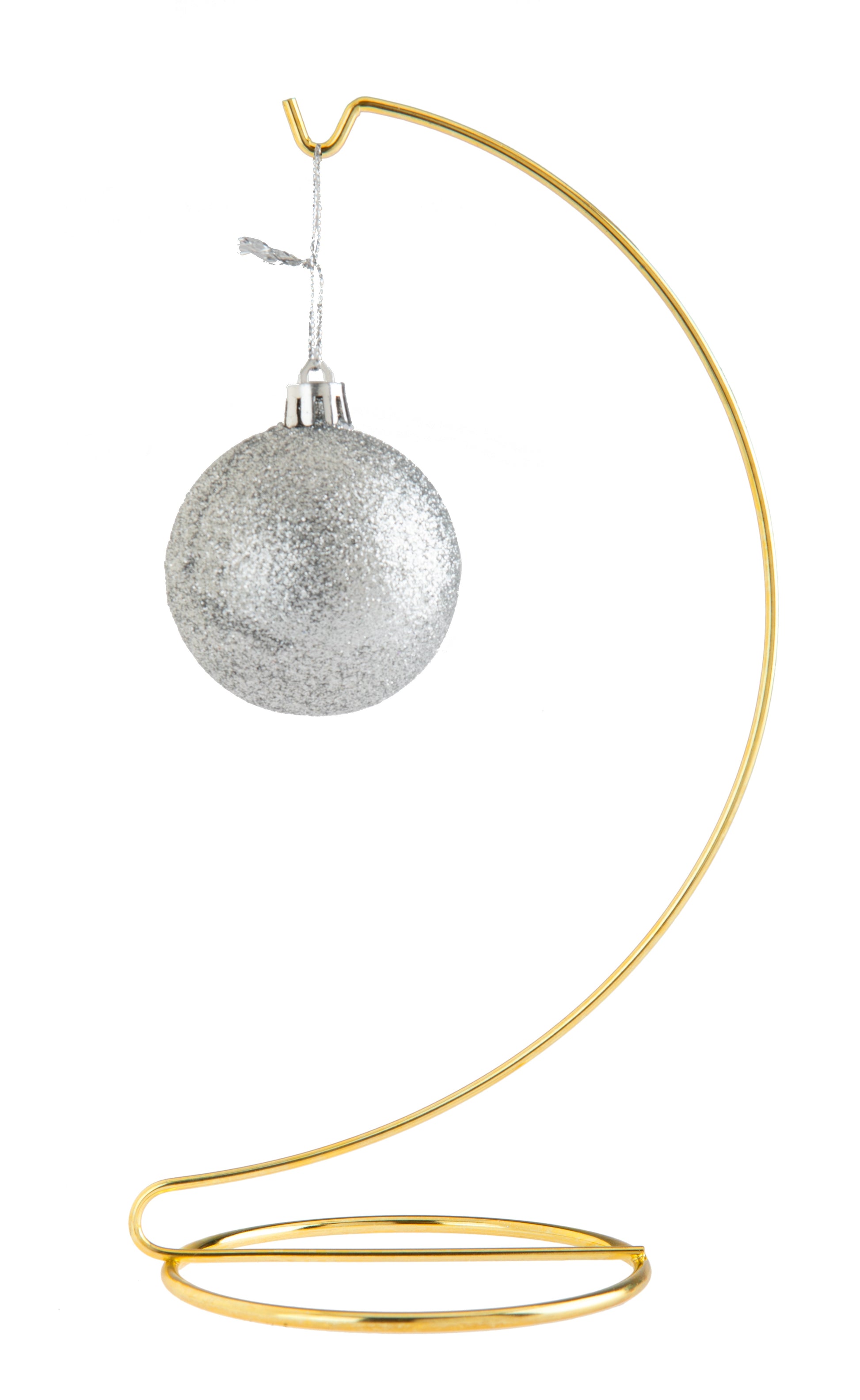 10 Inch Tall Gold Wire Ornament Display Hanger Stands for Displaying Ball - side view