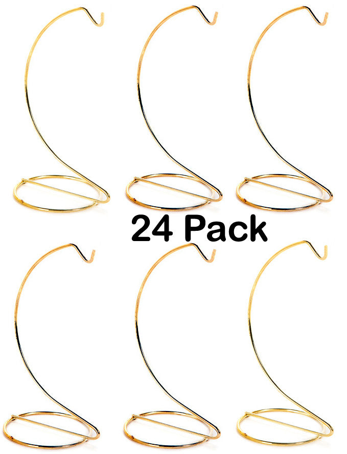 10 Inch Tall Gold Wire Ornament Display Hanger Stands for Displaying Ball - brass