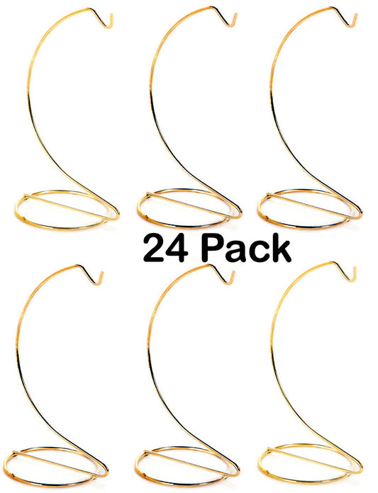 10 Inch Tall Gold Wire Ornament Display Hanger Stands for Displaying Ball - brass