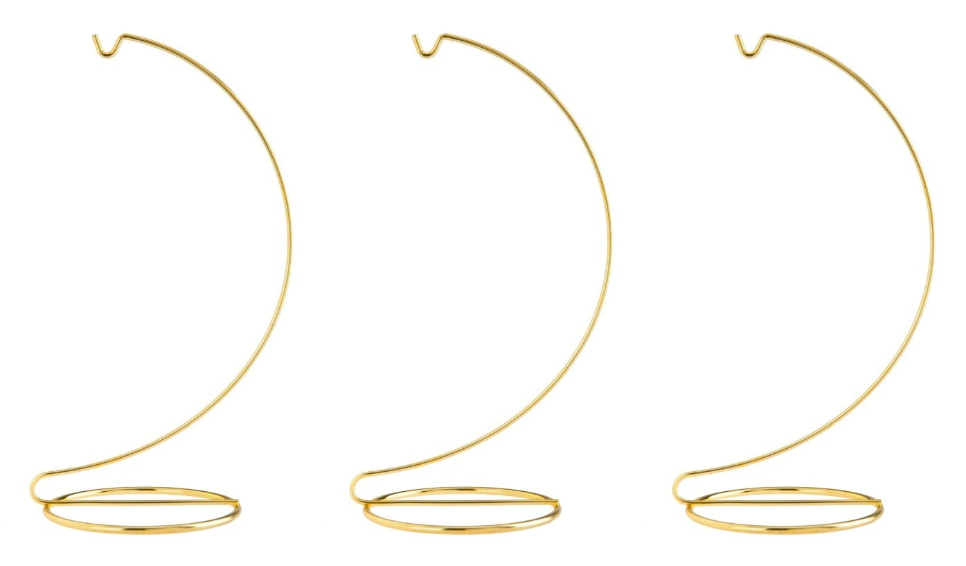 10 Inch Tall Gold Wire Ornament Display Hanger Stands for Displaying Ball - brass