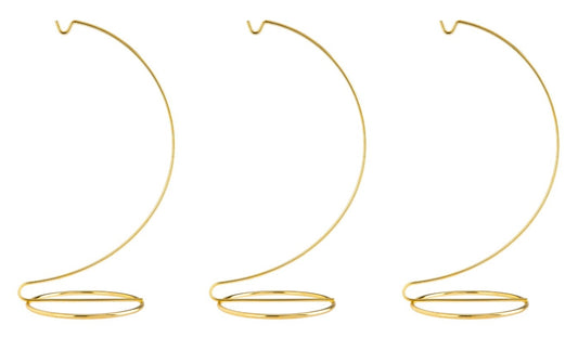 10 Inch Tall Gold Wire Ornament Display Hanger Stands for Displaying Ball - brass