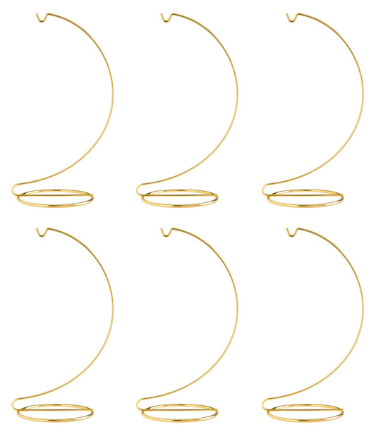 10 Inch Tall Gold Wire Ornament Display Hanger Stands for Displaying Ball - brass