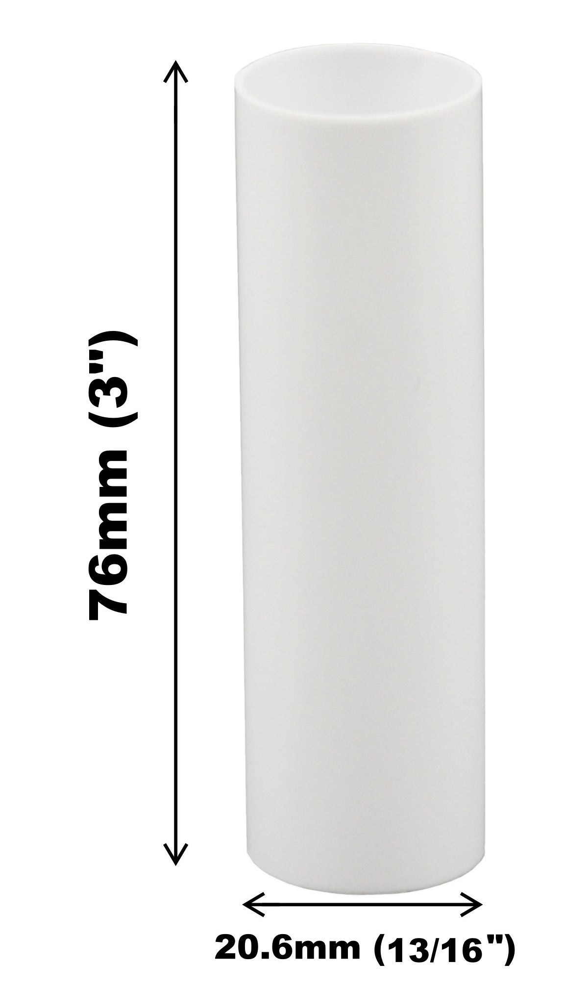 Set of 6, 3 Inch Tall White Plastic Candle Covers Sleeves Chandelier Socket - side view