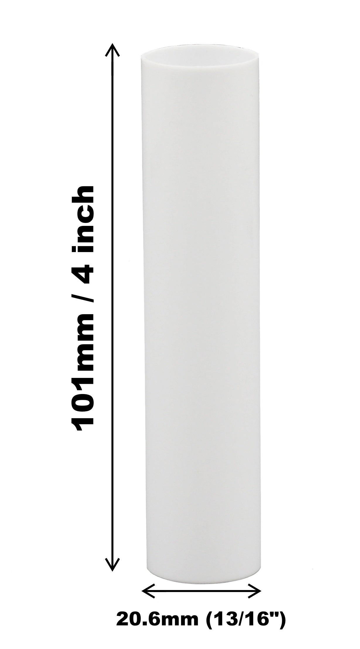 1751 - Set of 6, 4 Inch Tall White Plastic Candle Covers Sleeves Chandelier - side view