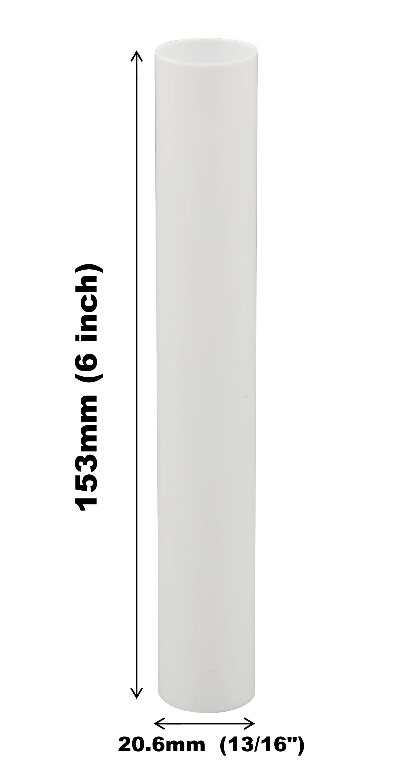 Set of 12, 6 Inch Tall White Plastic Candle Covers Sleeves Chandelier Socket - side view