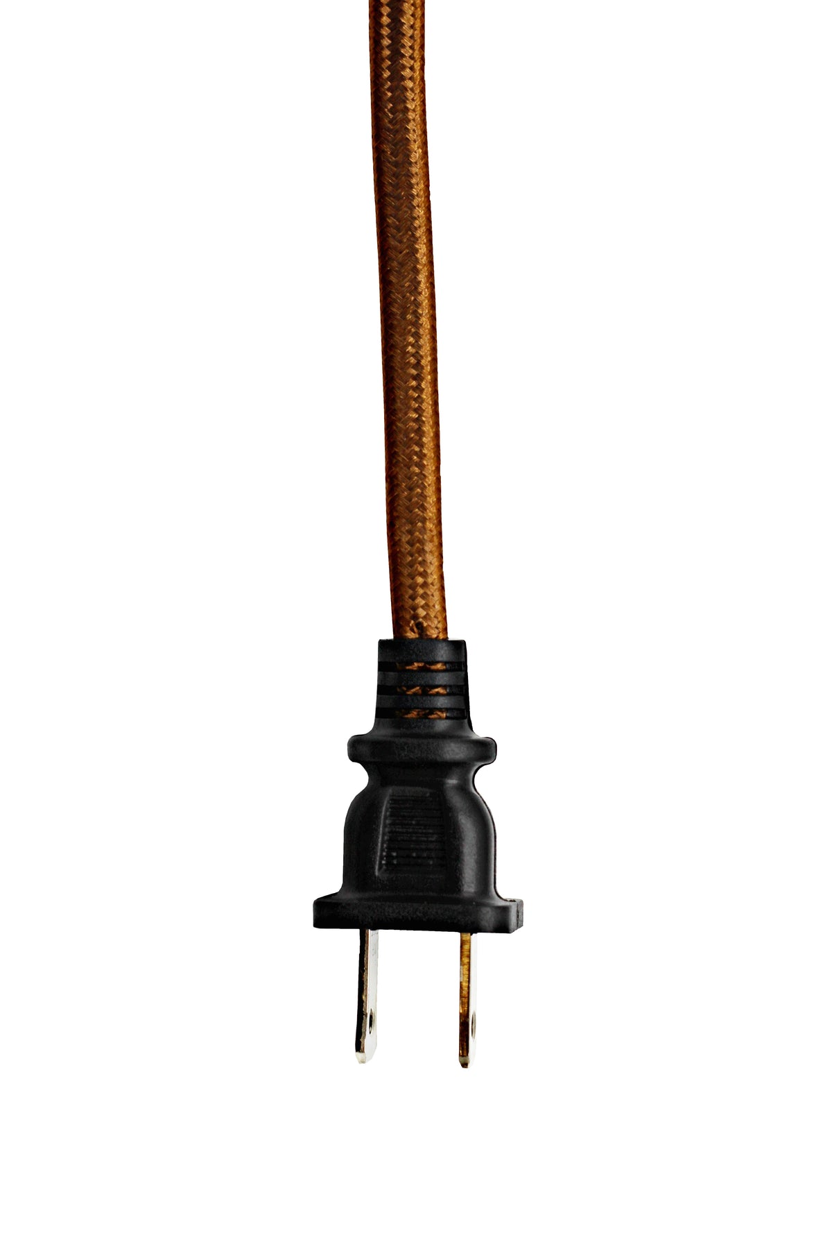 Brown Rayon Cloth Covered Electric Lamp Cord with End Plug, Stripped Ends Ready for Wiring - 8 Foot, SPT-2 UL Listed