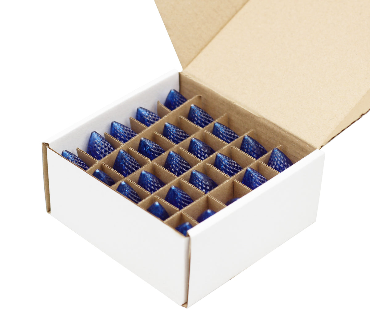 25 Pack C7 Faceted LED Blue Replacement Light Bulbs for Christmas Light - side view