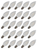 25 Pack C7 Faceted LED White Replacement Light Bulbs for Christmas Light Strings, 0.7W LED Vintage Light Bulbs for C7 Outdoor String Lights, Candle Lamps, Night Lights, E12 Candelabra Base