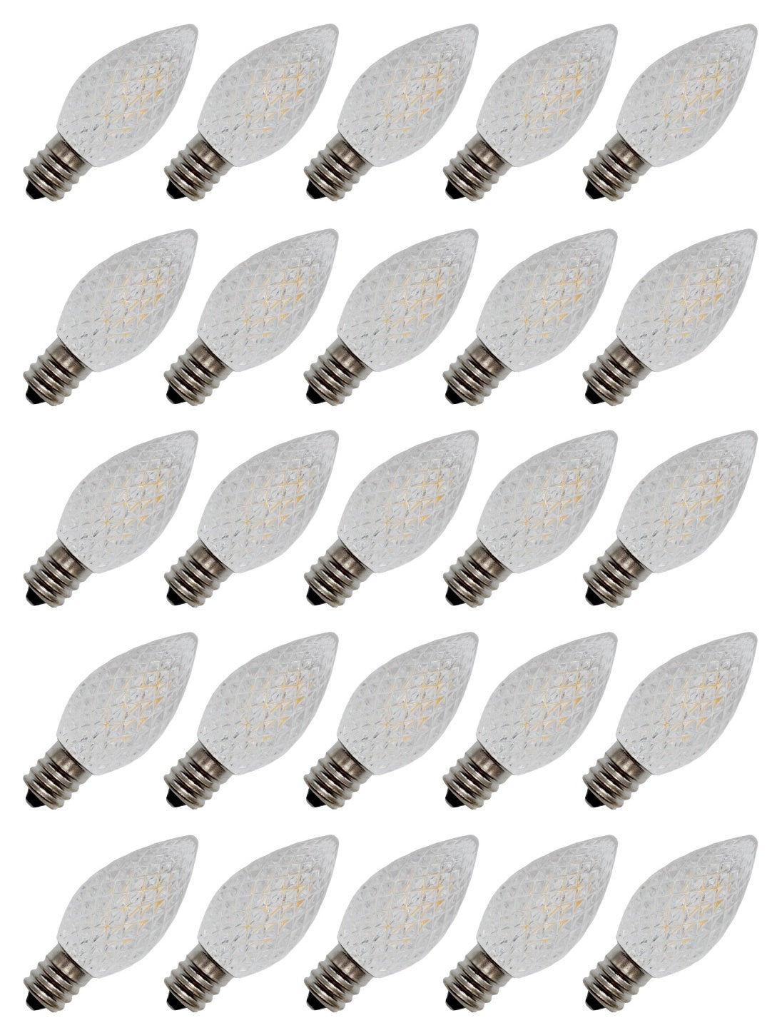 25 Pack C7 Faceted LED White Replacement Light Bulbs for Christmas Light - for night light