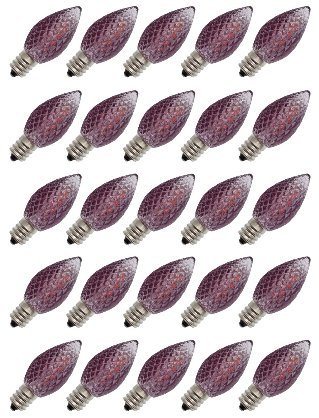 25 Pack C7 Faceted LED Purple Replacement Light Bulbs for Christmas Light - for night light