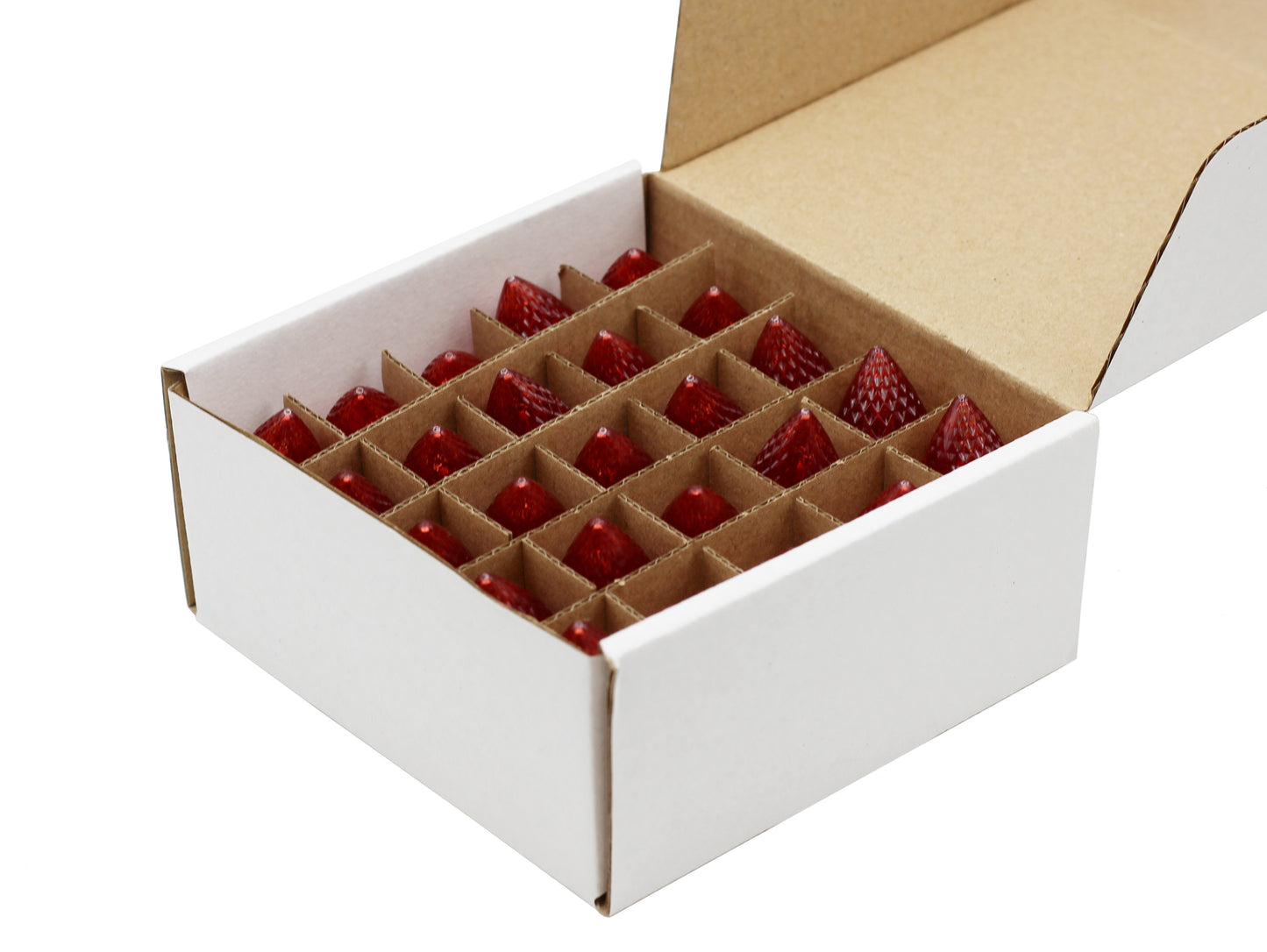 25 Pack C7 Faceted LED Red Replacement Light Bulbs for Christmas Light Strings, - detail