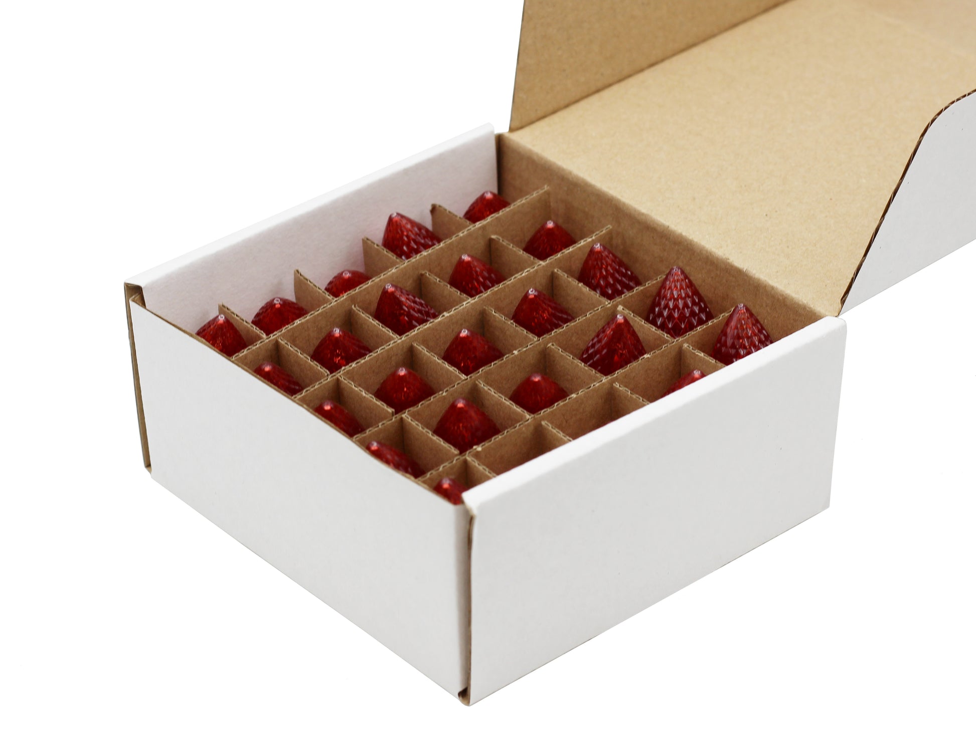 25 Pack C7 Faceted LED Red Replacement Light Bulbs for Christmas Light Strings, - detail