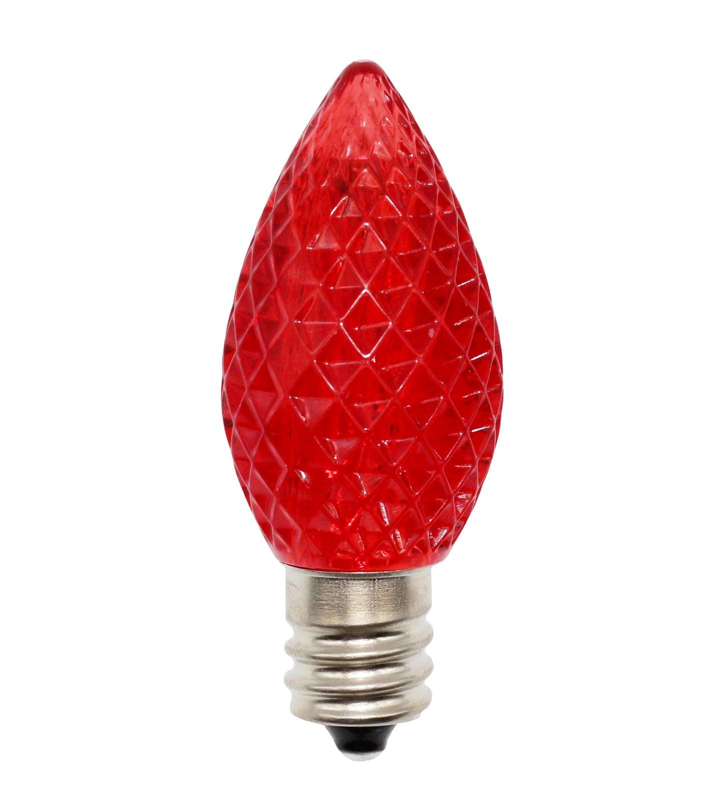 25 Pack C7 Faceted LED Red Replacement Light Bulbs for Christmas Light Strings, - side view
