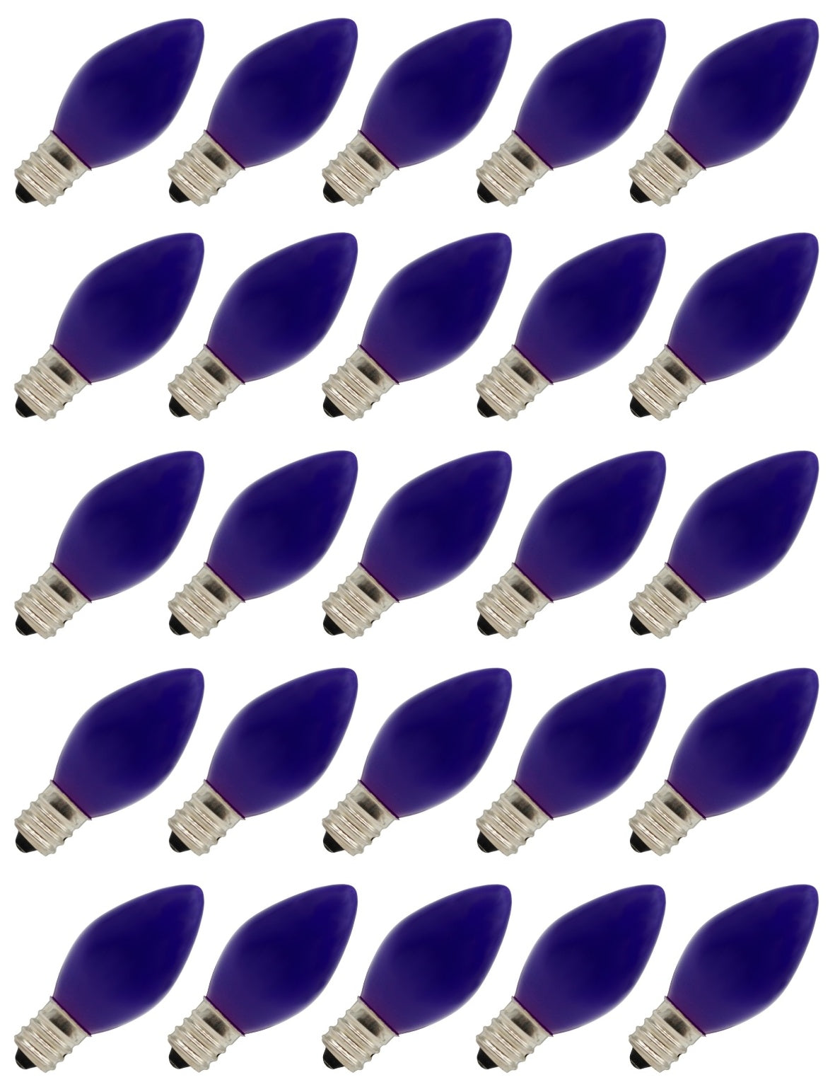 25 Pack C7 LED Purple Replacement Light Bulbs for Christmas Light Strings, 0.7W