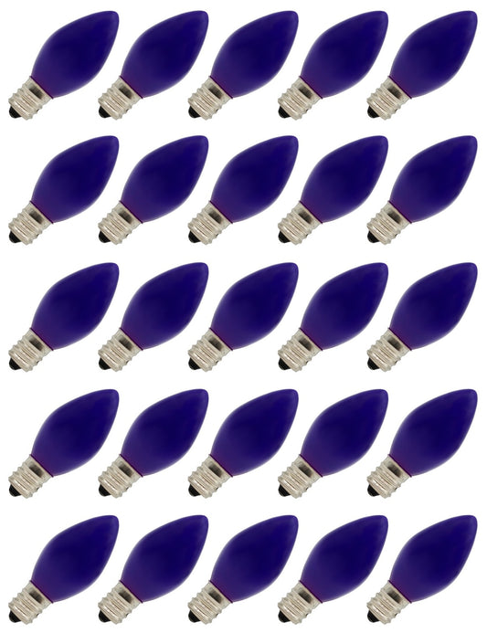 25 Pack C7 LED Purple Replacement Light Bulbs for Christmas Light Strings, 0.7W
