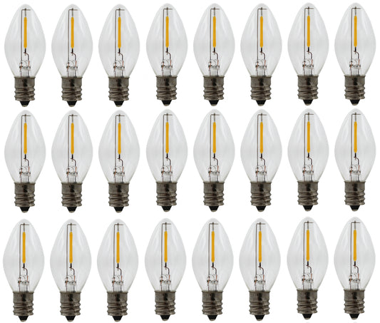 (25-Pack) C7 LED Replacement Night Light Bulb 7W Equivalent, C7 Candelabra Base - for candle