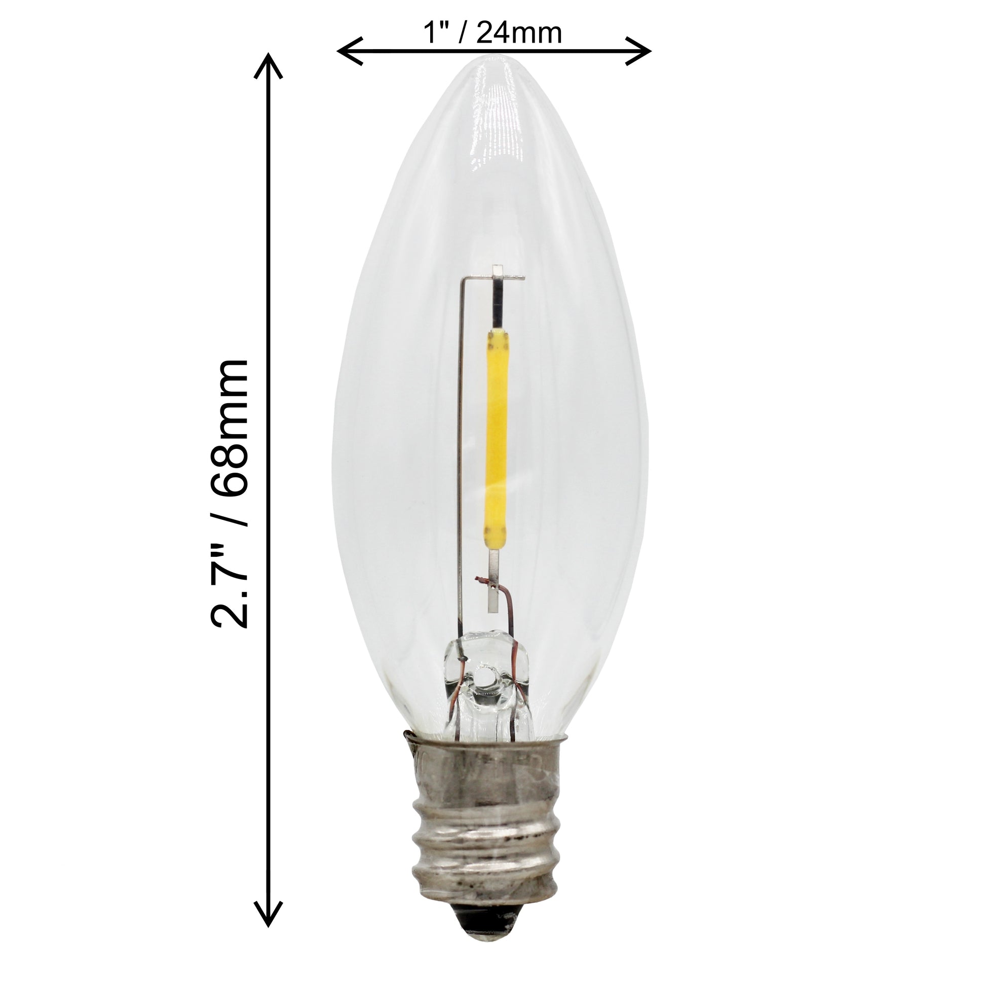25-Pack LED Replacement Light Bulbs for Electric Candle Lamps, Window Candles, - side view