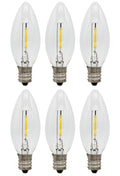 6-Pack LED Replacement Light Bulbs for Electric Candle Lamps, Window Candles, Chandeliers - 7 Watt Equivalent Candelabra, Clear, Steady Burning, 120v 7w Bulb
