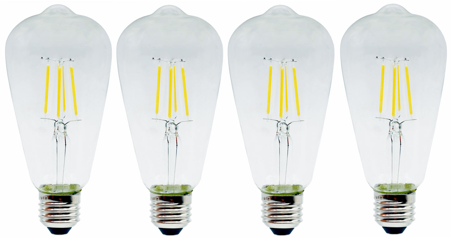 4-Pack Dimmable Vintage LED Light Bulbs 40 Watt Equivalent, ST64 Antique Edison