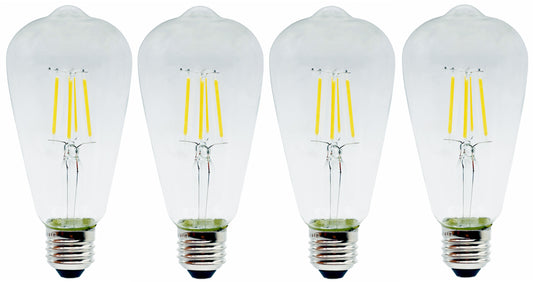 4-Pack Dimmable Vintage LED Light Bulbs 60 Watt Equivalent, ST64 Antique Edison