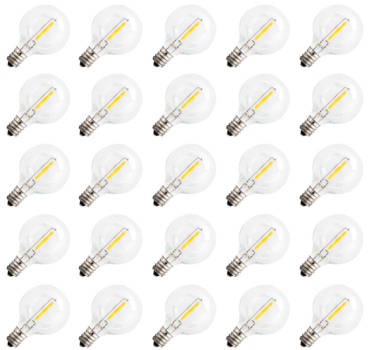 Clear LED Globe G40 Replacement Bulbs for Outdoor String Lights - 0.7W 120V Fit - glass