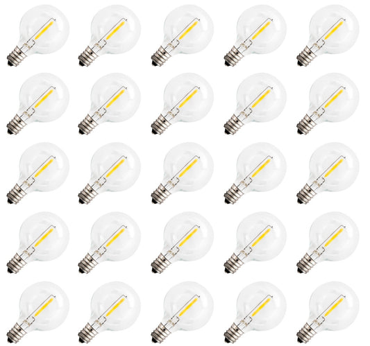 Clear LED Globe G40 Replacement Bulbs for Outdoor String Lights - 0.7W 120V Fit - glass