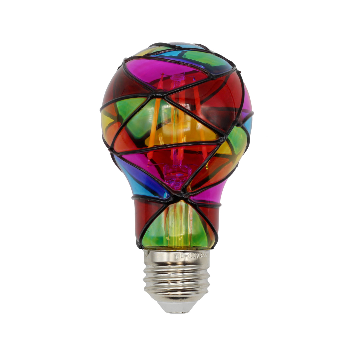 LED Stained Glass Bulb, A19 3.5W (25W Equivalent) Medium Base E26 Mosaic - side view