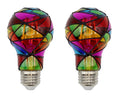 LED Stained Glass Bulb, A19 3.5W (25W Equivalent) Medium Base E26 Mosaic Decorative Light - 2 Pack