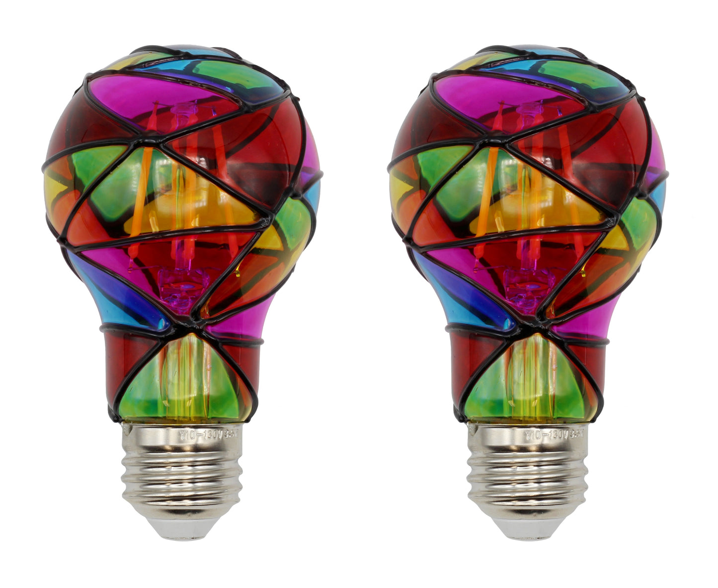 LED Stained Glass Bulb, A19 3.5W (25W Equivalent) Medium Base E26 Mosaic
