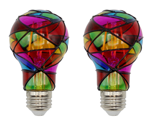 LED Stained Glass Bulb, A19 3.5W (25W Equivalent) Medium Base E26 Mosaic