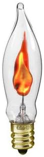 A101 Flicker Flame Light Bulb -3 Watt, Flame Shaped, Nickel Plated Base,- Dances with a Flickering Orange Glow - Box of 5 Bulbs