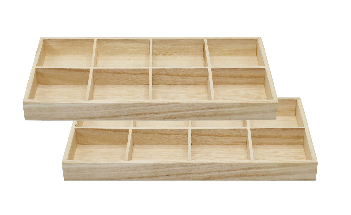 8 Section Wooden Trays – 14" × 7" Rectangular Organizers with 8 Compartments - view 5