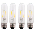 Clear 1.5W LED T10 Tubular Light Bulb - Nickel Plated E26 Medium Base (25 Watt Equivalent) | 4 Pack