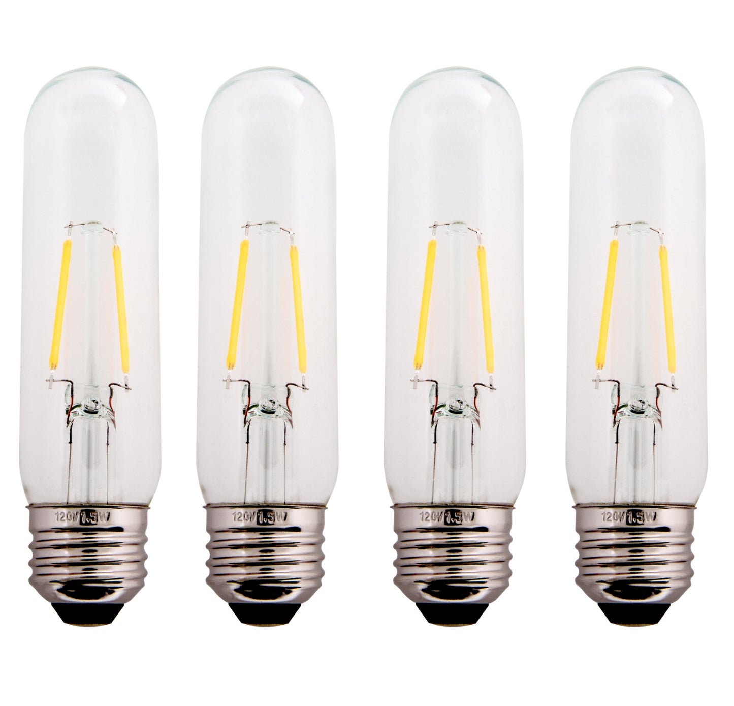 Clear 1.5W LED T10 Tubular Light Bulb - Nickel Plated E26 Medium Base (25 Watt