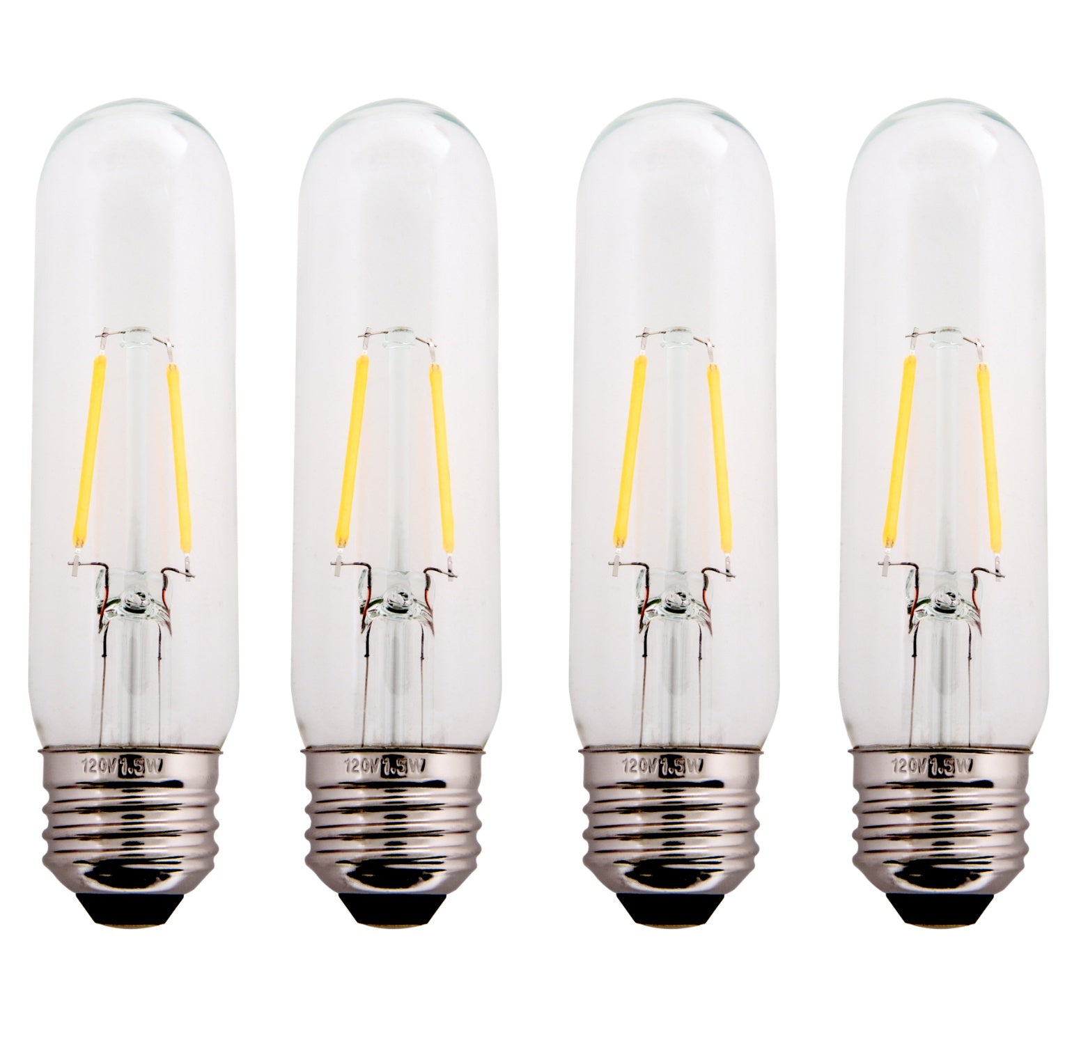 Clear 1.5W LED T10 Tubular Light Bulb - Nickel Plated E26 Medium Base (25 Watt