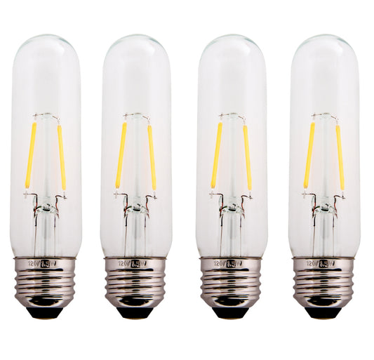 Clear 1.5W LED T10 Tubular Light Bulb - Nickel Plated E26 Medium Base (25 Watt
