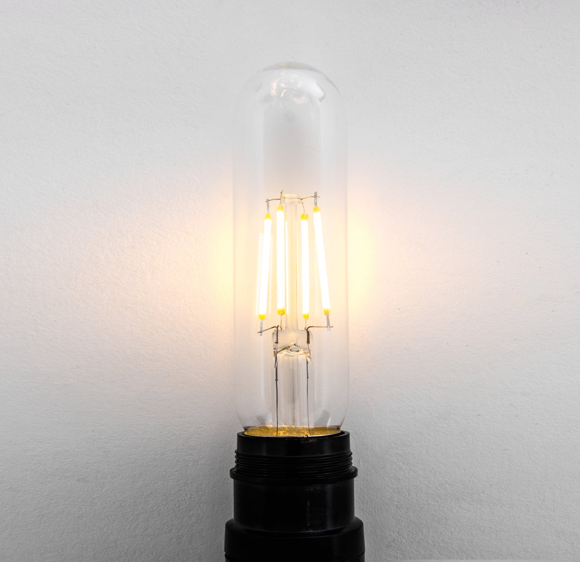 Clear 3.5W LED T10 Tubular Light Bulb - Nickel Plated E26 Medium Base (40 Watt - detail