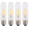 Clear 3.5W LED T10 Tubular Light Bulb - Nickel Plated E26 Medium Base (40 Watt Equivalent) | 4 Pack