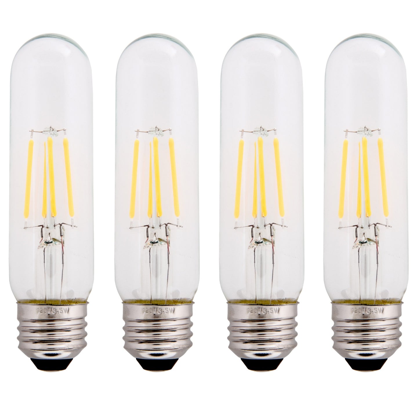 Clear 3.5W LED T10 Tubular Light Bulb - Nickel Plated E26 Medium Base (40 Watt