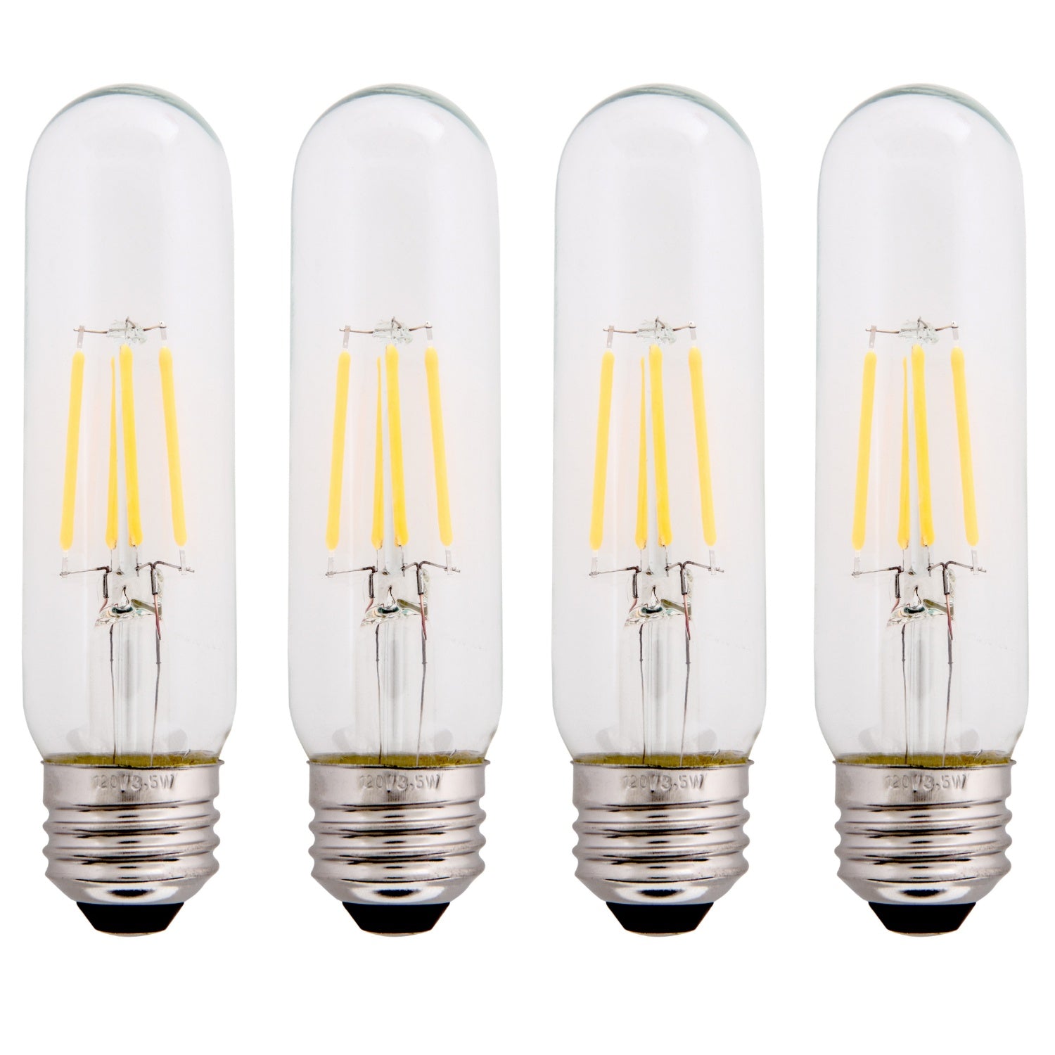 Clear 3.5W LED T10 Tubular Light Bulb - Nickel Plated E26 Medium Base (40 Watt