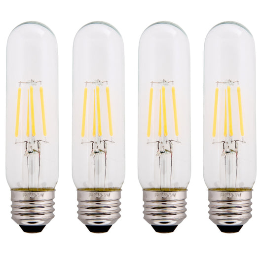 Clear 3.5W LED T10 Tubular Light Bulb - Nickel Plated E26 Medium Base (40 Watt