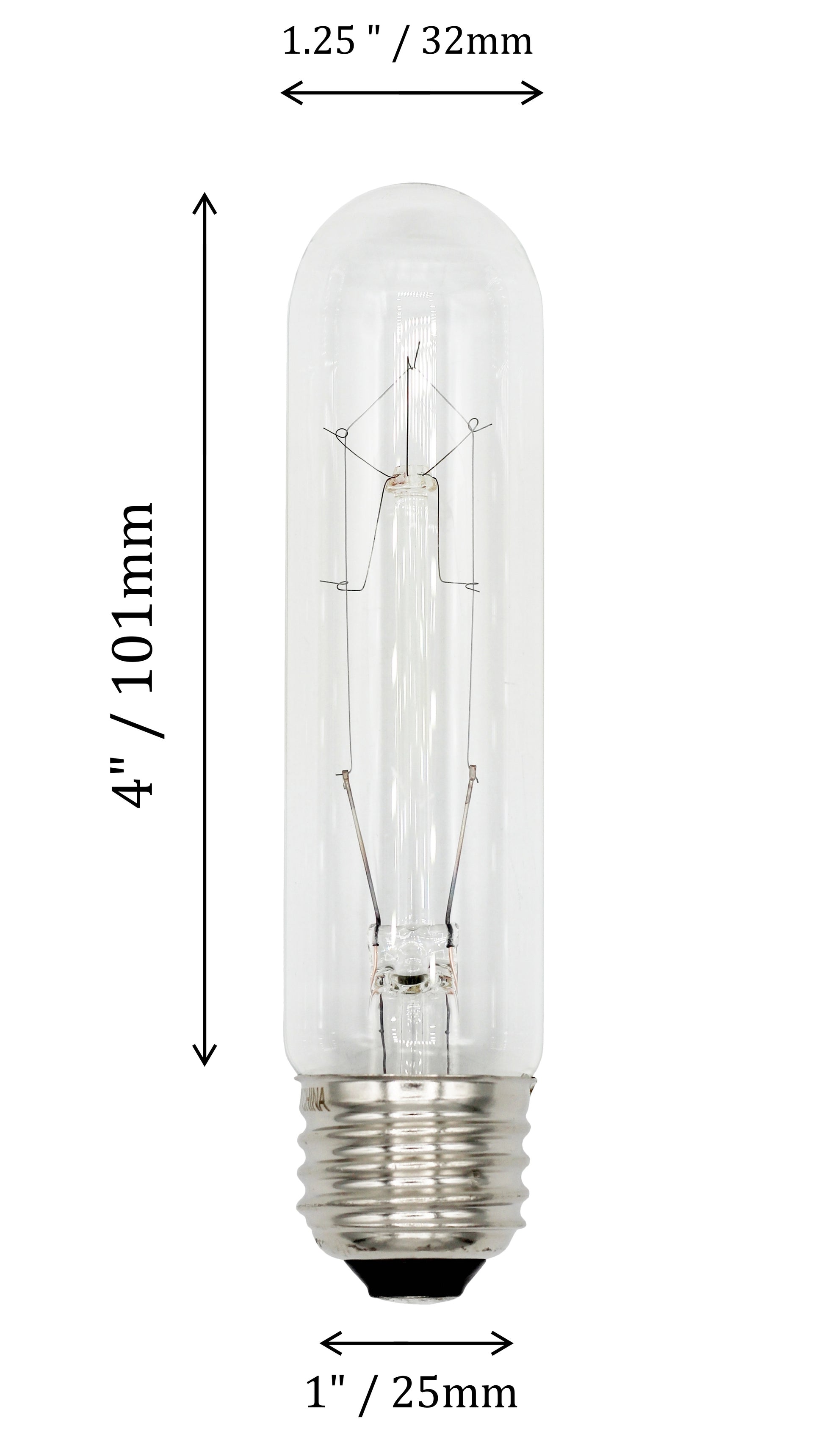 Creative Hobbies 60T10/CL - 60 Watt T10 Clear Tubular - 120V - Medium (E26) - side view