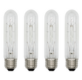 4 Pack of 40 Watt T10 Clear Tubular Light Bulbs - 120V - Medium (E26) Base - 40T10/CL - Incandescent